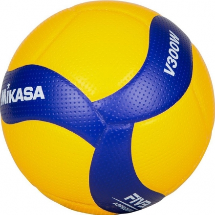 Мяч вол. "MIKASA V300W", р.5, FIVB Appr, 18 пан, синт.кожа (микрофиб), клееный, бут.кам, желто-синий, фото 2