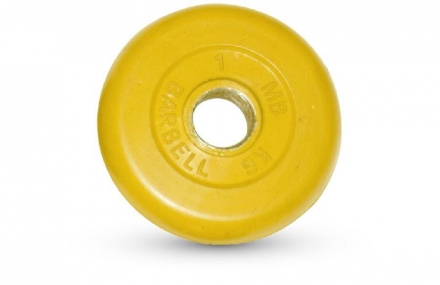 Диск обрезиненный цветной BARBELL 1 кг., d26мм, фото 1