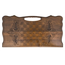 Нарды резные "Охота на медведя" с ручкой 60, Haleyan