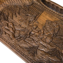 Нарды резные "Охота на медведя" с ручкой 60, Haleyan