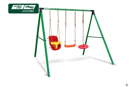 Качели SLP SYSTEMS 3 секции + качеля диск красная + лодочка красная + качеля с фиксацией желтое, фото 1