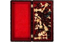 Шахматы резные ручной работы "С Гербом" средние (Россия, дерево, размер 50х25х10 см)