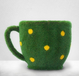 Топиари &quot;Чашка кашпо желтый горошек&quot;