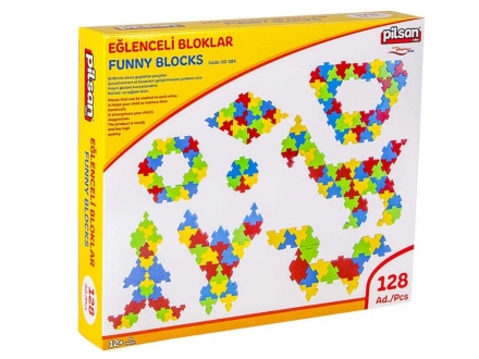 Конструктор из 128 деталей Pilsan Fun Blocks (03-298), фото 1