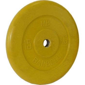 Диск обрезиненный цветной BARBELL 15 кг., d26мм, фото 1