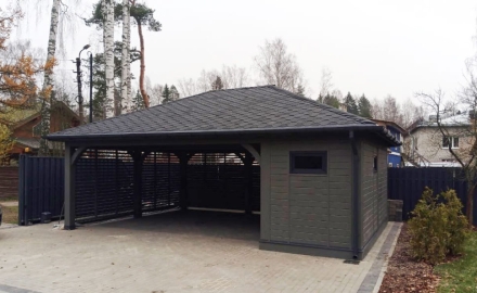 Навес для машин с хозблоком НИКОЛИНО Несущий каркас, фото 1