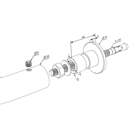 Перекладина шведской стенки и рукохода FLY 600, белая, фото 5