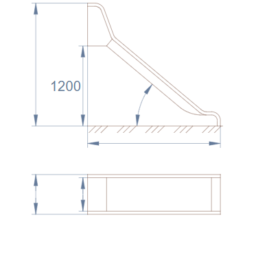 Горка открытая из нержавеющей стали с высотой спуска 1200 мм, цвет нержавеющая сталь – ГПО1200НТ, фото 1