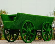 Топиари композиция конь Лари с телегой - газон Eco Топиари композиция конь Лари с телегой - газон Eco