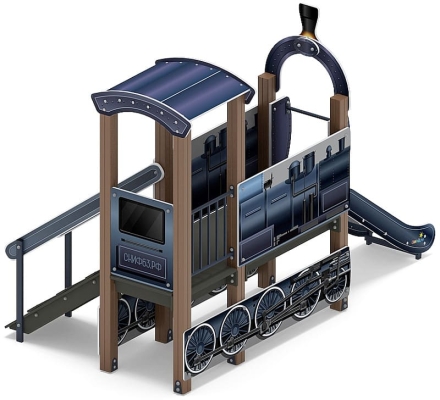Паровозик (серо-синий) мини - ДИК 1.03.5.01-13 - Игровой комплекс H=750, фото 2