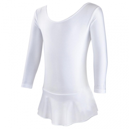 Купальник гимнастический с длинным рукавом с  юбкой, полиамид белый 182п/а (30-34), фото 1
