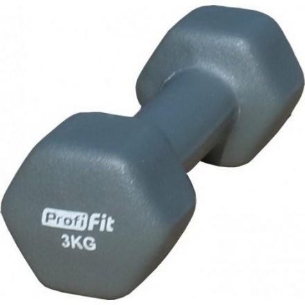 Гантель в виниловой оболочке PROFI-FIT 3 кг, форма шестигранник, серый, фото 3