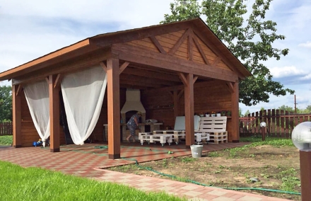 Деревянный навес ПАВЛОВО Несущий каркас, фото 1
