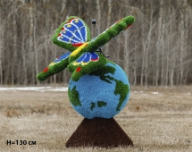 Топиари композиция бабочка Лайза на земном шаре, H=130 см - газон Eco Топиари композиция бабочка Лайза на земном шаре, H=130 см - газон Eco