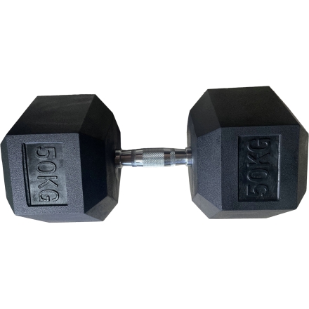 Обрезиненная гексагональная гантель INEX Hex Dumbbell 50 кг, фото 1