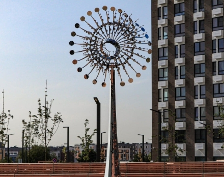 Скульптура из нержавеющей стали Пульсар Стандартный размер, трубчатое основание из обычной стали, фото 7