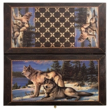 Нарды + шашки Смоленские "2 волка" средние