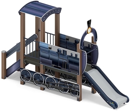 Паровозик (серо-синий) мини - ДИК 1.03.5.01-14 - Игровой комплекс H=750, фото 1