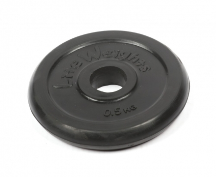 Диск обрезиненный Lite Weights 2469LW 26мм 0,5кг, черный, фото 2