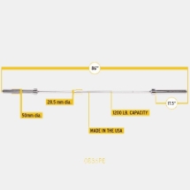 Гриф олимпийский прямой 86", до 540 кг, хромированный (класс-BRONZE)