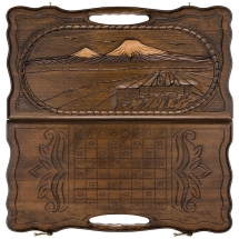 Нарды резные "Арарат и Хор Вирап" с ручкой 60, Haleyan