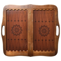 Нарды кожаные "Питон" большие с ручкой (Россия, дерево, 60х30х5 см)