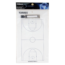 Такт. доска для баск. "TORRES", арт. TR1003B, маркерная, с зажимом, в компл. маркер, белая Такт. доска для баск. "TORRES", арт. TR1003B, маркерная, с зажимом, в компл. маркер, белая