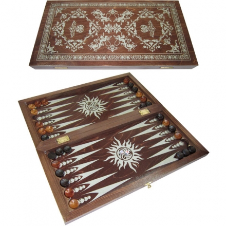 Нарды большие 600х300мм тонированные Коричневые рисунок Серебро, фото 1