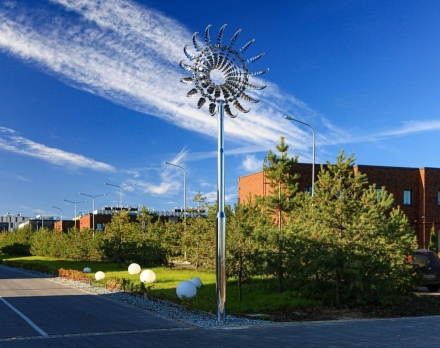 Скульптура из нержавеющей стали Океан Малый размер, трубчатое основание из обычной стали, фото 3