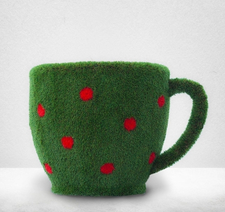 Топиари &quot;Чашка-кашпо в красный горошек&quot;, фото 1