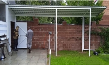 Двускатный навес с металлочерепицей