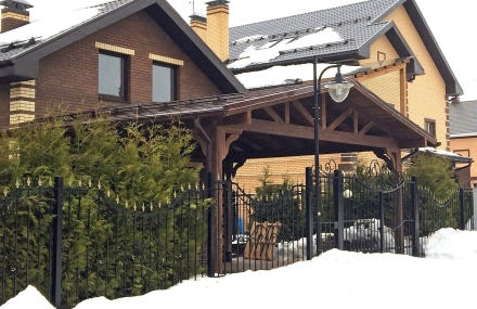 Деревянный навес для двух авто МАРСЕЛЬ Премиум комплектация, фото 1