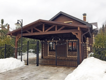 Деревянный навес для двух авто МАРСЕЛЬ Премиум комплектация, фото 3