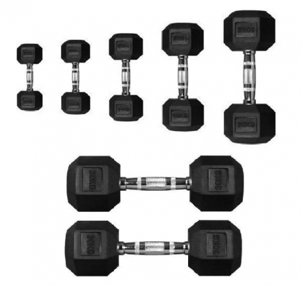 Гантель PERFORM BETTER Rubber Encased Hex Dumbbells 2.5 кг, фото 1