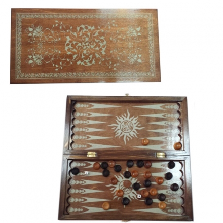 Нарды малые 400х200мм тонированные Коричневые рисунок Серебро, фото 1