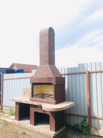 Печь № 14А — Печь барбекю с рабочим столом (фактура под кирпич), фото 5