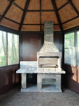 Печь № 14А — Печь барбекю с рабочим столом (фактура под кирпич), фото 2