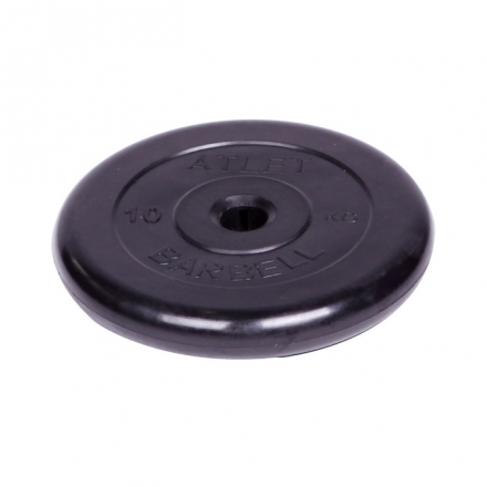 Диск обрезиненный Barbell Atlet d 31 мм чёрный 10 кг, фото 1