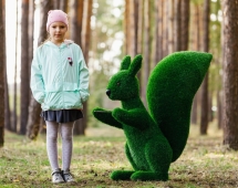 Топиари Белочка с кольцом под кашпо газон Premium