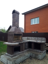 Печь № 19— Угловой комплекс с печью под казан, рабочим столом и мойкой Печь № 19— Угловой комплекс с печью под казан, рабочим столом и мойкой