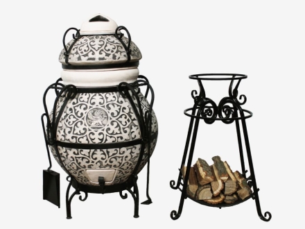 Тандыр керамический Венецианский купец Black (в комплекте дровница-подставка под крышку), фото 2