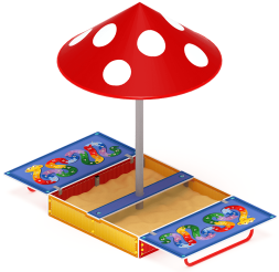 Песочница с крышкой средняя и навесом Грибок (Азбука) - ИО 5.01.10-01, фото 1