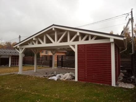 Навес на 2 машины с хозблоком ВЕКШИНО Базовая комплектация, фото 2