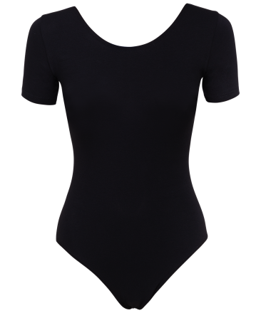 Купальник гимнастический с рукавом 3/4, хлопок, черный, р. 28-34, фото 1