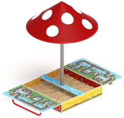 Песочница с крышкой средняя и навесом Грибок (Игра) - ИО 5.01.10-02, фото 2