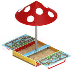 Песочница с крышкой средняя и навесом Грибок (Игра) - ИО 5.01.10-02, фото 1