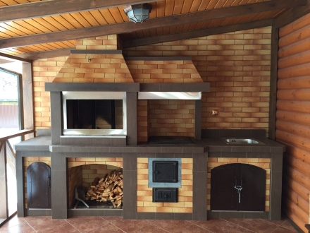 Мангал с казаном, мойкой и шкафом, фото 1