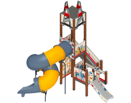 Детская игровая площадка Буровая (лего) горка-труба винтовая Н 2000, горка 750 ДИК 2.28.02-01, фото 4