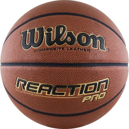 Мяч баск. WILSON Reaction PRO, арт.WTB10137XB07, р.7, синт. PU, бутил. камера,  темно-коричневый, фото 1