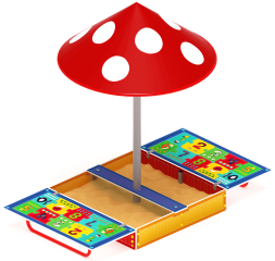 Песочница с крышкой средняя и навесом Грибок (Арифметика) - ИО 5.01.10-03, фото 1